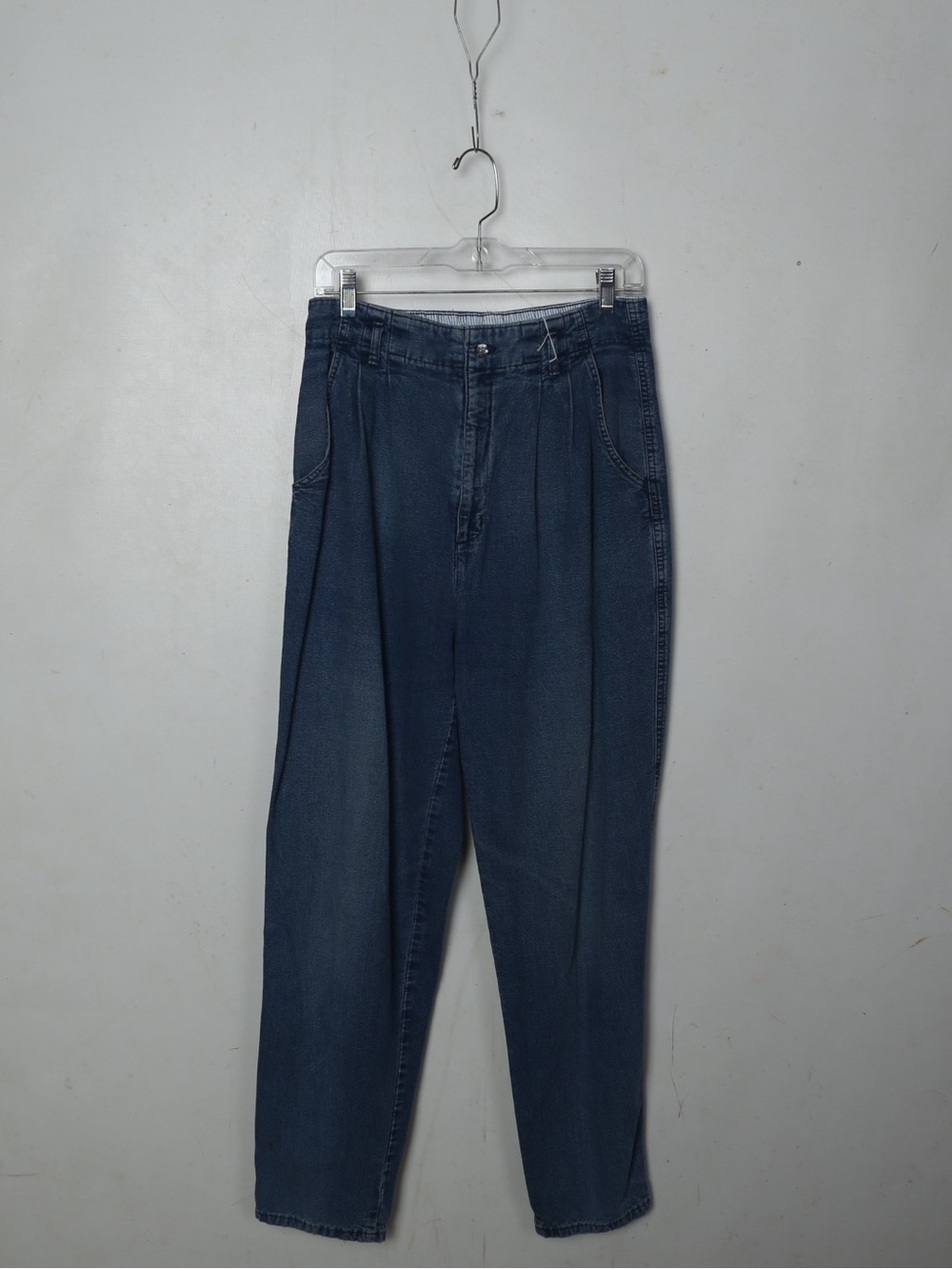 High-Waist Tapered Dark Blue Jeans
